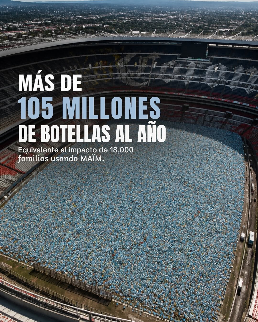 botellas de plástico en el estadio azteca
